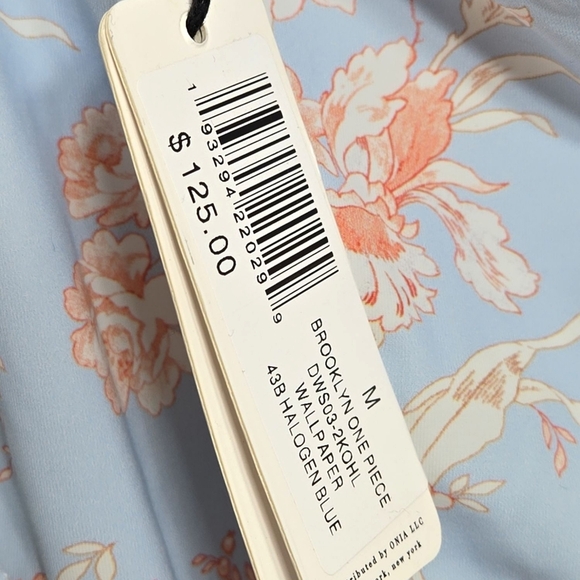 WE WORE WHAT Brooklyn One Piece Floral Halogen Blue Swim Suit Size Med NWT - Picture 6 of 6